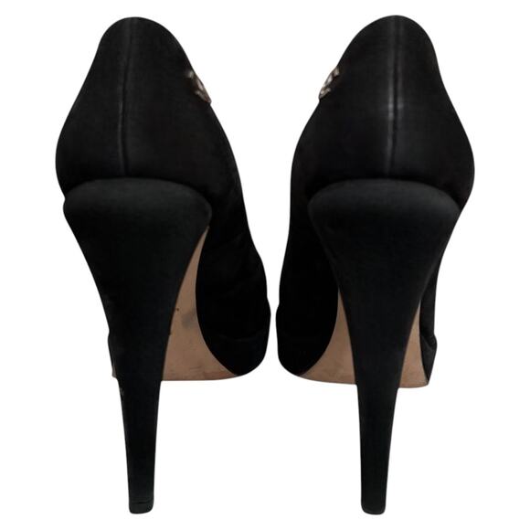 Chanel Black Interlocking CC Logo Suede Pumps, US6/IT36 - Picture 6 of 16
